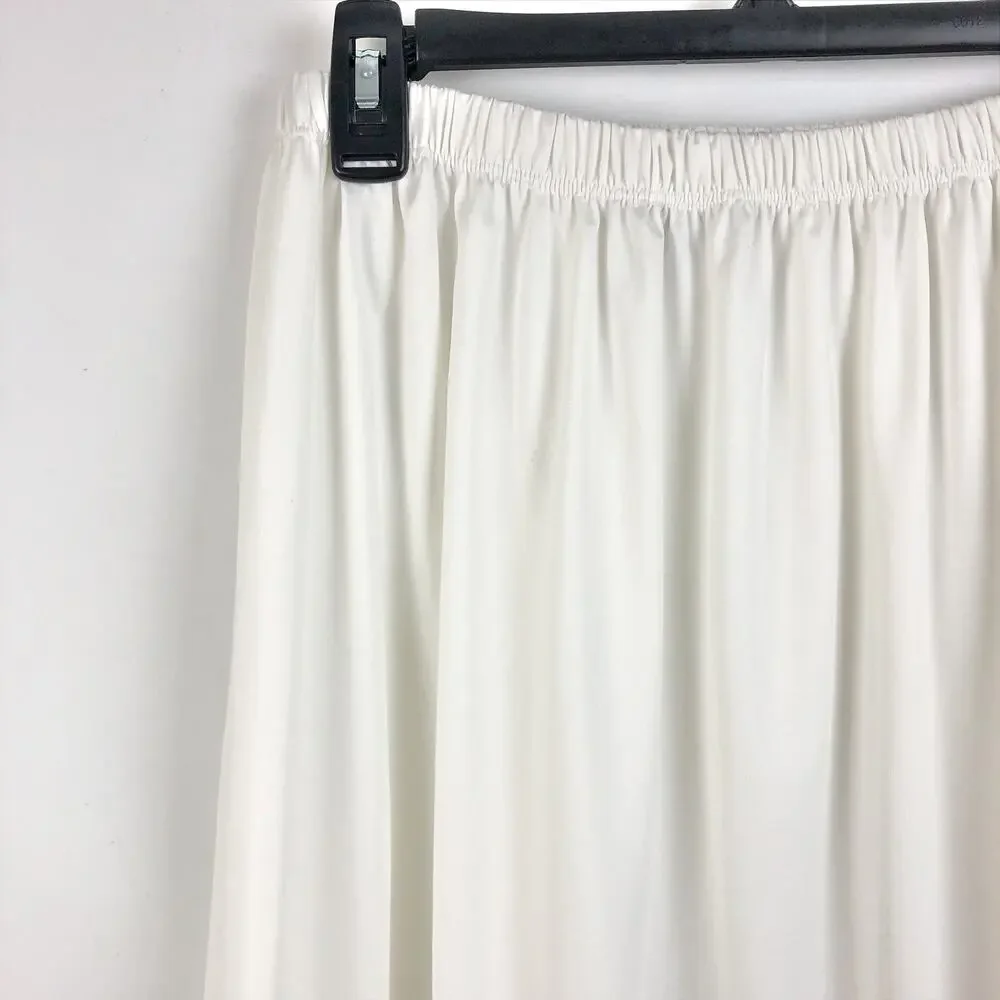 BLACK HALO Women White Kyree Side Slit Midi Skirt Size 12 Elastic Waist Stretch